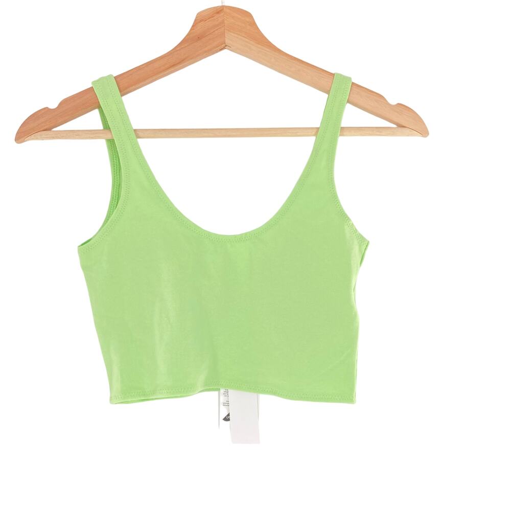 Topshop Bright Green Scoop Crop Top Lycra Stretch Tank
